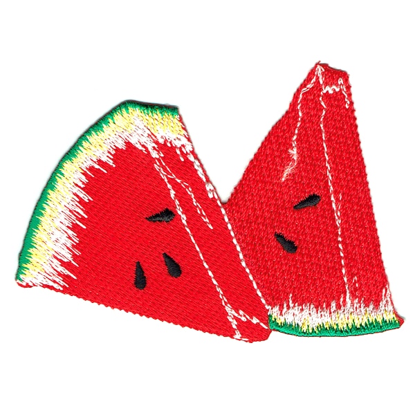 Iron on embroidered patch of two watermelon slices