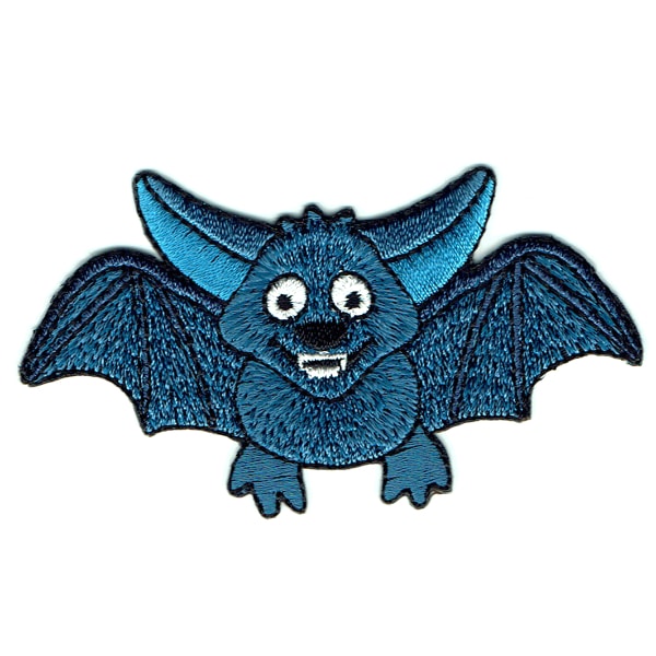 Iron on embroidered cute blue bat patch