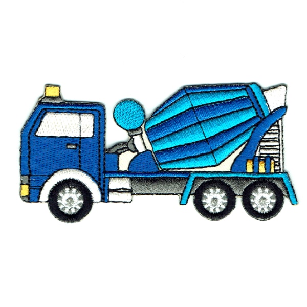 Iron on embroidered blue cement truck patch