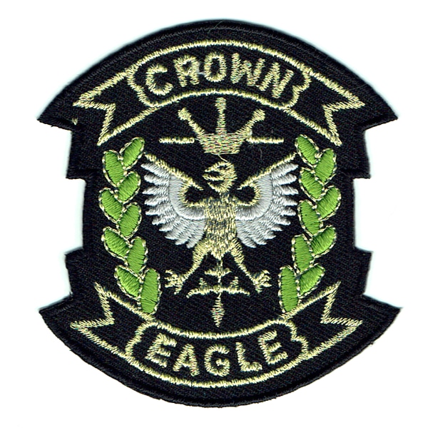 Iron on embroidered crest patch of the crown eagle detailed with gold thread