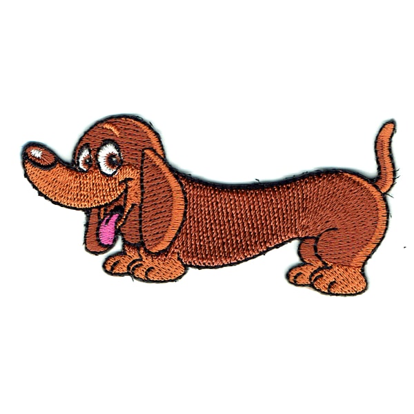 Iron on embroidered brown dachshund dog patch
