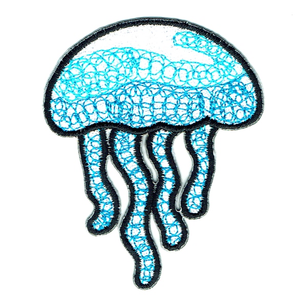 Iron on embroidered blue jellyfish patch