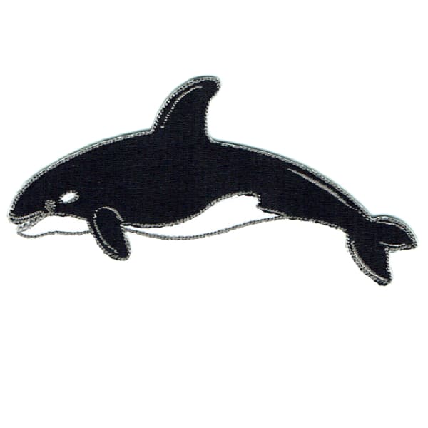 Iron on embroidered black and white orca killer whale patch