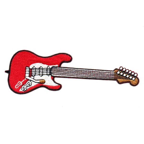 Iron on embroidered red electric guitar iron on patch