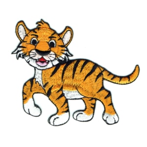 Happy embroidered orange wild tiger iron on patch
