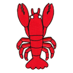 Iron on embroidered red lobster patch with white eyes