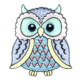 Pastel coloured embroidered iron on owl patch
