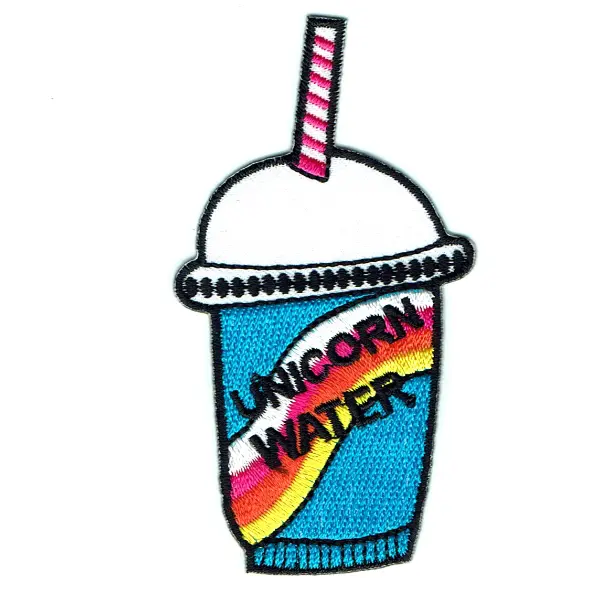 Embroidered unicorn water blue slushie drink iron on patch