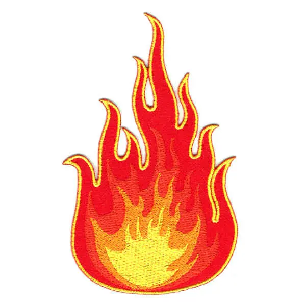 Red Yellow and Orange flame iron on embroidered patch