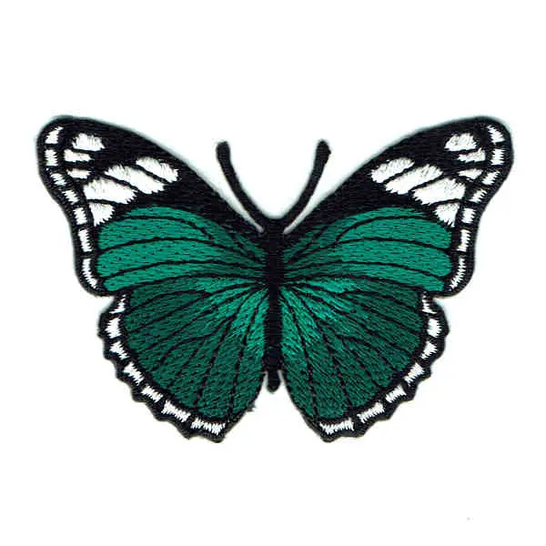 Embroidered Iron On emerald green monarch butterfly patch