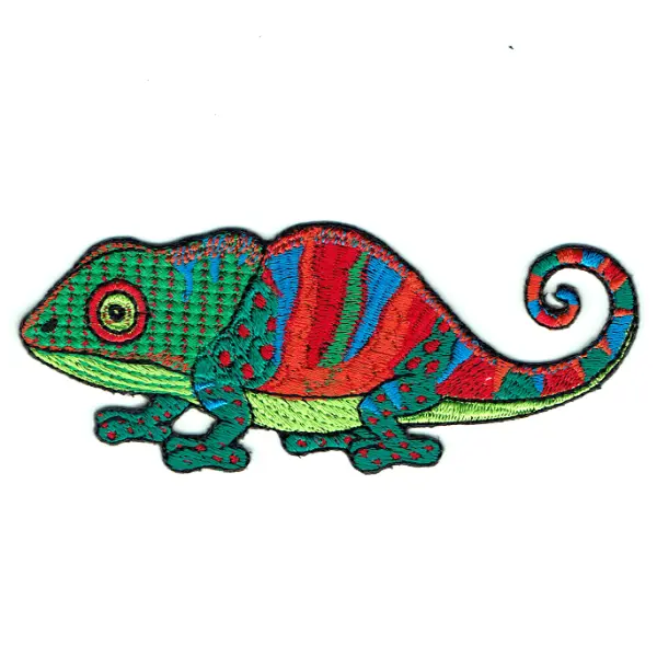 Green Chameleon Iron On Patch em