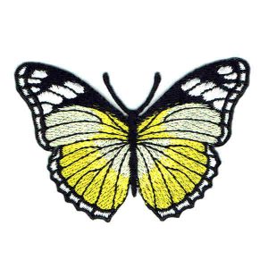 Bright Yellow Monarch Butterfly Iron On Embroidered Patch