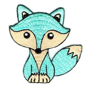 Iron on embroidered cute mint green fox patch