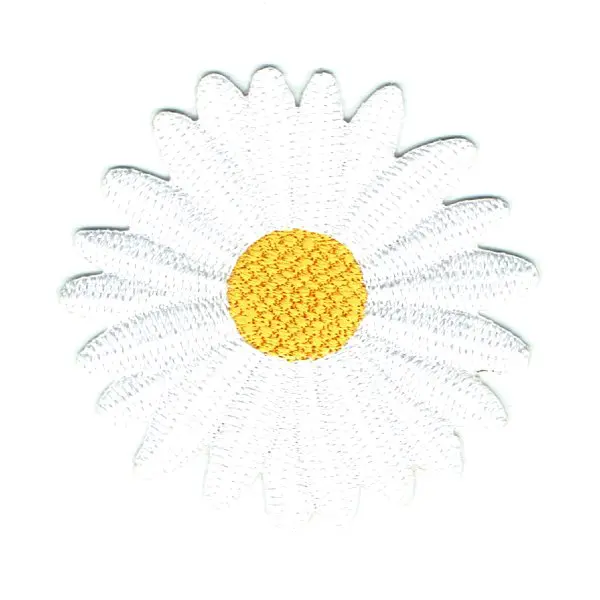 Beautiful white and yellow daisy iron on embroidered patch