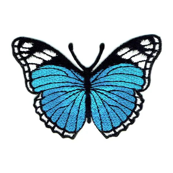 Bright Blue Monarch Butterfly Iron On Embroidered Patch