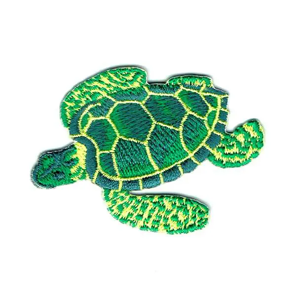 Green sea turtle iron on embroidered patch